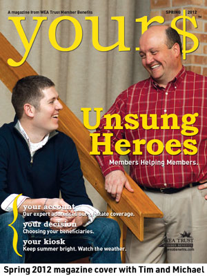 Spring 2012 magazine cover with Tim and Michael